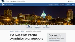 PA Supplier Portal Admin Support - Office of the Budget - PA.gov