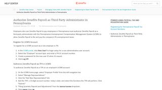 Authorize Zenefits Payroll as Third Party Administrator in Pennsylvania