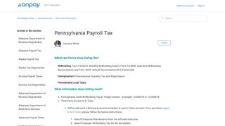 Pennsylvania Payroll Tax – Knowledge Center