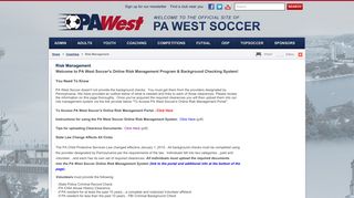 Risk Management | PA West Soccer