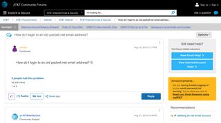 How do I login to an old pacbell.net email address... - AT&T ...