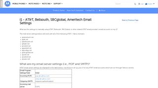 i1 - AT&T, Bellsouth, SBCglobal, Ameritech Email Settings - Motorola ...