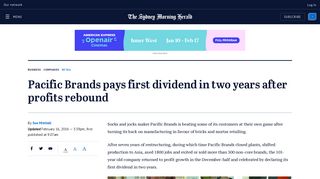 Pacific Brands pays first dividend in two years after profits rebound