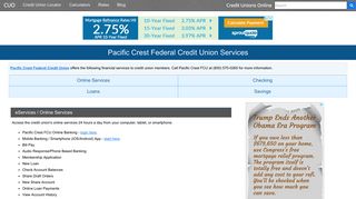 Pacific Crest Federal Credit Union Services: Savings, Checking, Loans