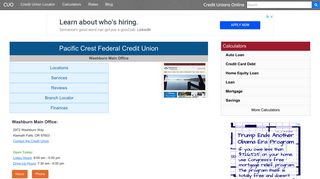 Pacific Crest Federal Credit Union - Credit Unions Online