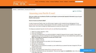 Accessing your Pacific E-mail - University of the Pacific