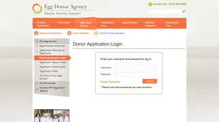 Donor Application Login | Pacific Fertility Center - Egg Donor Agency