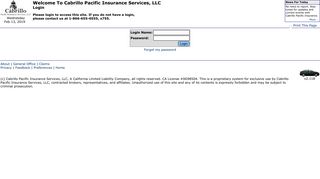 Login To Cabrillo Pacific Insurance Agency's Personal Auto Portal