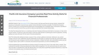 Pacific Life Insurance Company Launches Real-Time Activity Alerts for ...