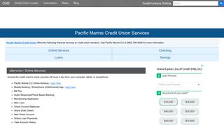 Pacific Marine Credit Union Services: Savings, Checking, Loans