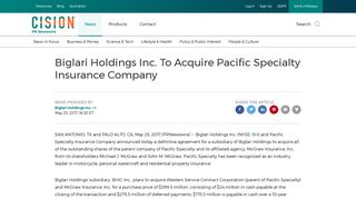 Biglari Holdings Inc. To Acquire Pacific Specialty Insurance Company