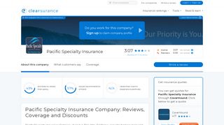 Pacific Specialty Insurance Reviews & Ratings 2019 | Clearsurance