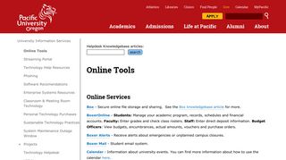 Online Tools | Pacific University