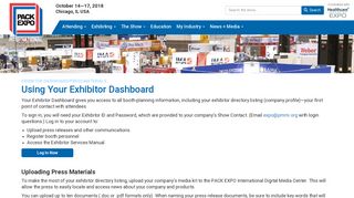 Exhibitor Dashboard | PACK EXPO International