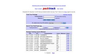 PackTrack.com sign-in.
