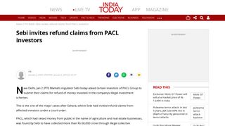 Sebi invites refund claims from PACL investors - PTI feed News
