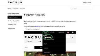 Forgotten Password – PacSun