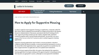 How to Apply for Supportive Housing - Coalition For The Homeless