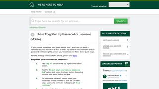 I have Forgotten my Password or Username (Mobile) - Paddy Power