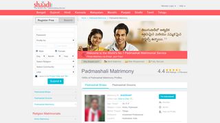 Padmashali Matrimonials - No 1 Site for Padmashali ... - Shaadi.com