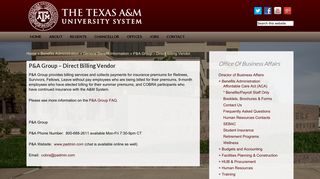 P&A Group – Direct Billing Vendor - The Texas A&M University System