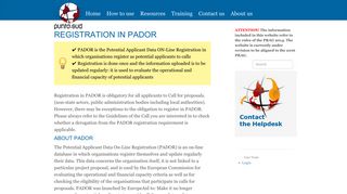 registration in PADOR [Helpdesk EuropeAid] - punto.sud