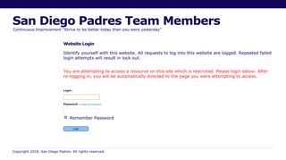 San Diego Padres Team Members - Website Login