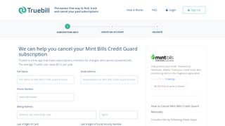 Cancel Mint Bills Credit Guard - Truebill