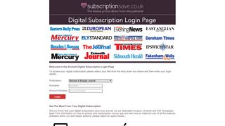 Digital Subscription Login Page