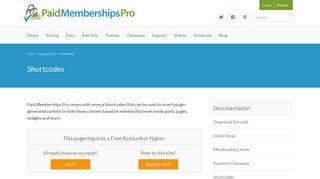 Shortcodes | Paid Memberships Pro