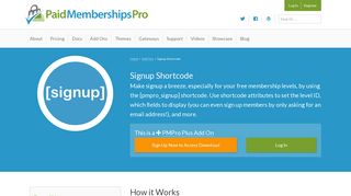 Signup Shortcode | Paid Memberships Pro
