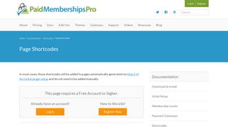 Page Shortcodes | Paid Memberships Pro