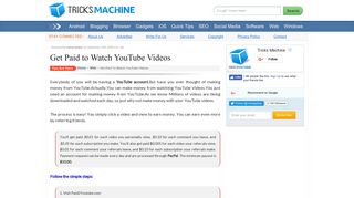 Get Paid to Watch YouTube Videos - Tricks Machine