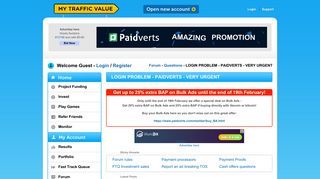 LOGIN PROBLEM - PAIDVERTS - VERY URGENT - My Traffic Value ...