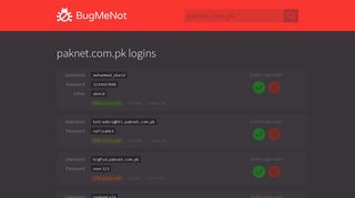 paknet.com.pk passwords - BugMeNot