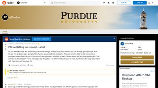 PAL not letting me connect....at all : Purdue - Reddit