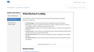 PALCSchool Lobby – PALCS HelpDesk