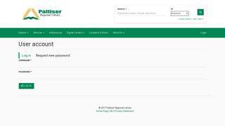 User account | Palliser Regional Library