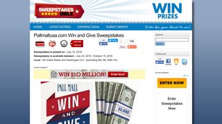 Pallmallusa.com Win and Give Sweepstakes | SweepstakesBible