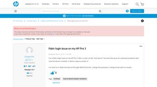 Palm login issue on my HP Pre 3 - HP Support Community - 2833123