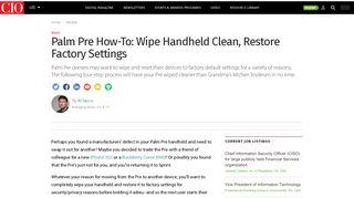 Palm Pre How-To: Wipe Handheld Clean, Restore Factory Settings ...