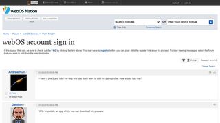 webOS account sign in - webOS Nation Forums