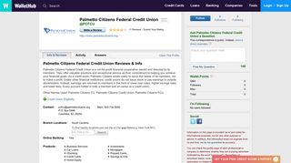 Palmetto Citizens Federal Credit Union Reviews: 11 User Ratings