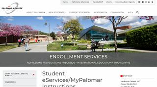 Student eServices/MyPalomar Instructions - Palomar College