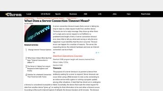 What Does a Server Connection Timeout Mean? | Chron.com