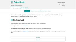 Find Your Job - Sutter Health
