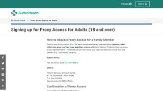 Proxy Access Sign Up for Adults - My Health Online - Sutter Health