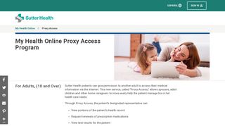 Proxy Access - My Health Online - Sutter Health