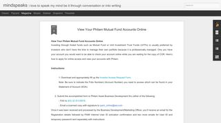 View Your Philam Mutual Fund Accounts Online | mindspeaks