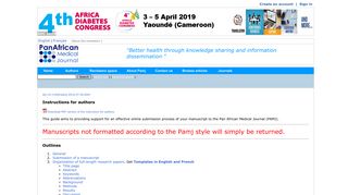 Instructions for authors - Pan African Medical Journal